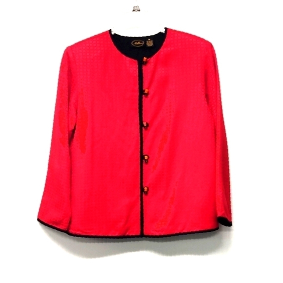 Allure-  women's blazer red  office attire bottom down front blazer S: M - Picture 1 of 4